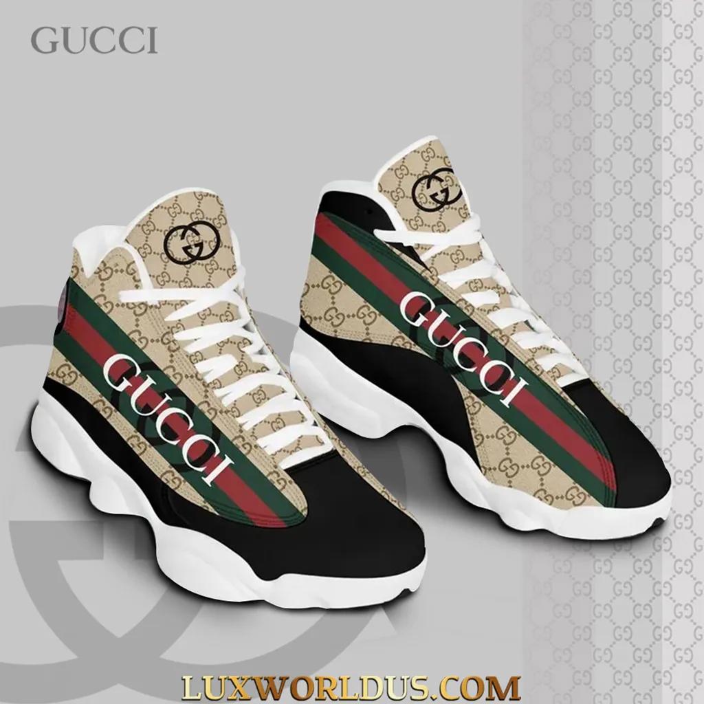 Gucci Statement Jordan 13 Sneaker High Top Beige and Black