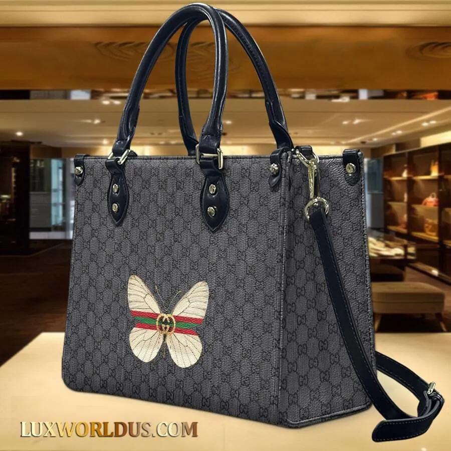 Gucci Statement Leather Shoulder Bag in Midnight Blue