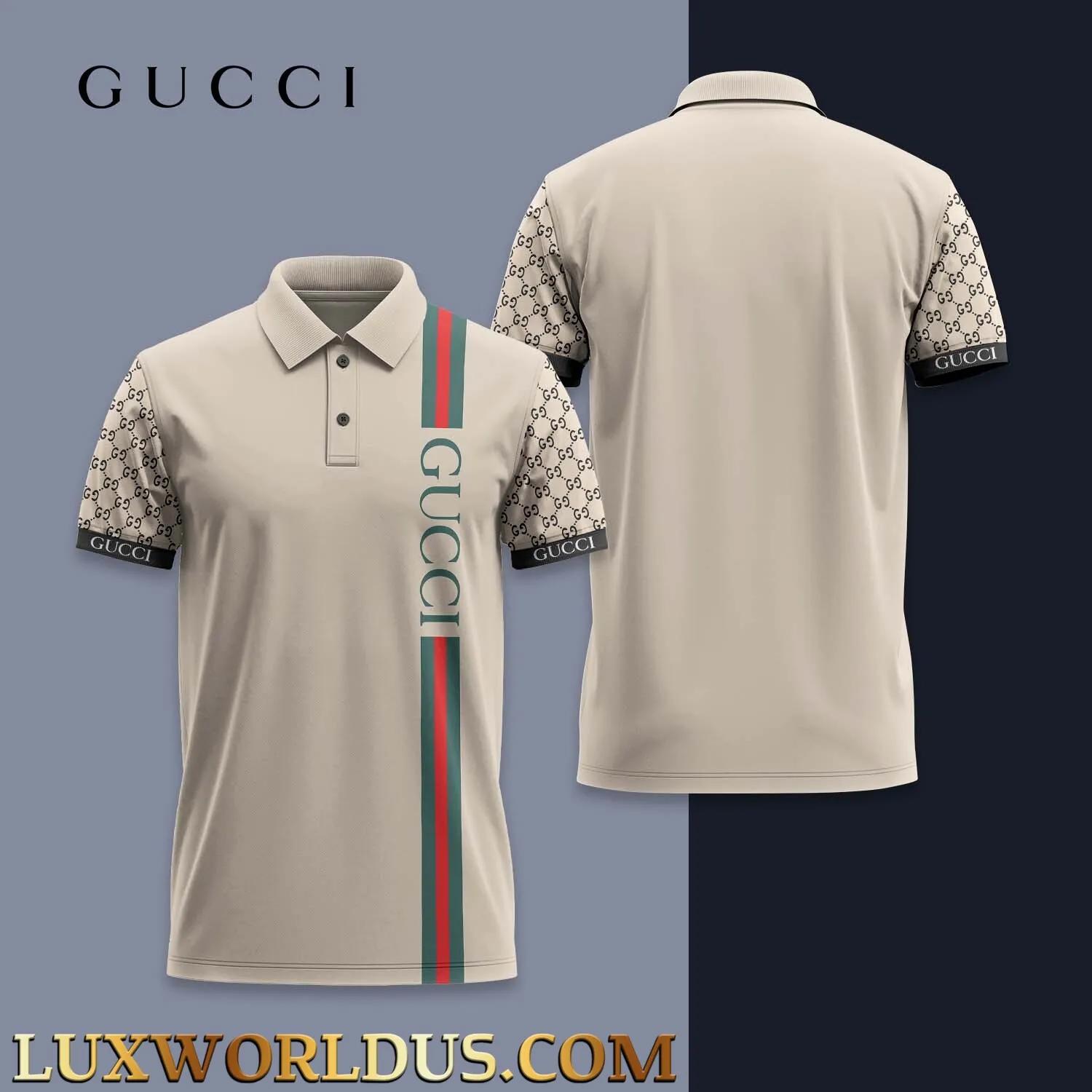 Gucci Statement Luxury Polo Shirt in Neutral Tones