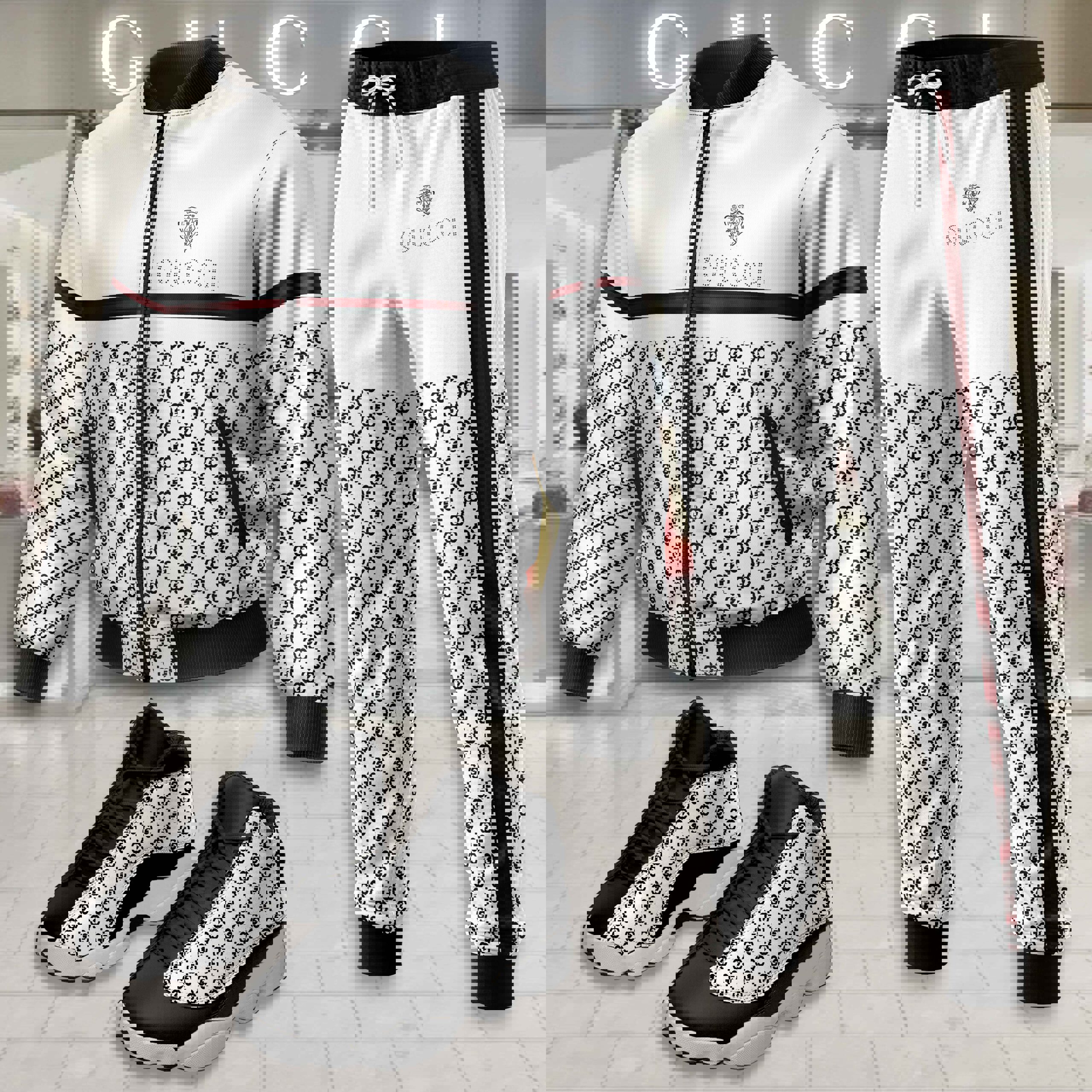 Gucci Statement Luxury Track Suit and Sneakers Set