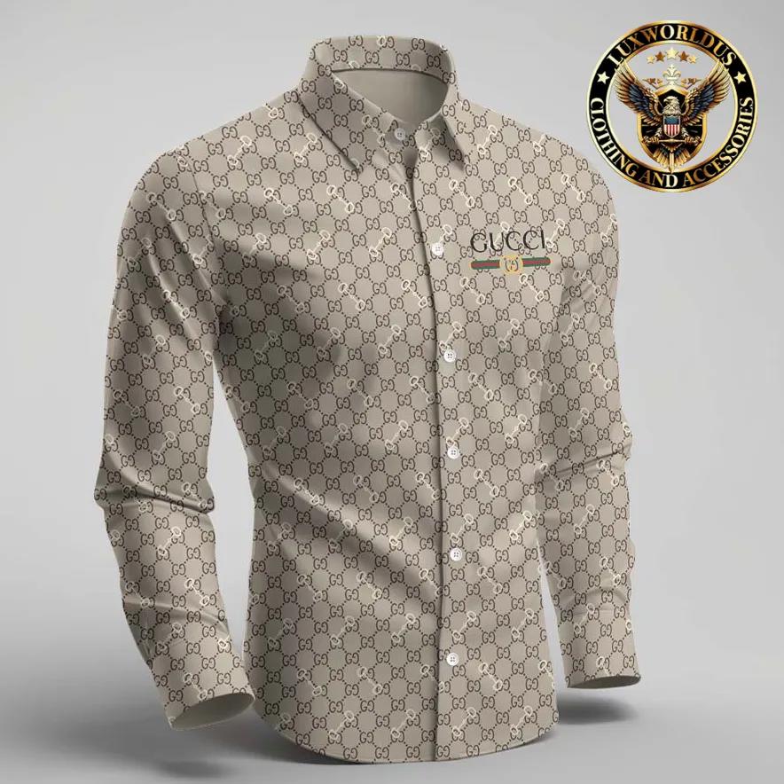 Gucci Statement Monogrammed Long-Sleeve Button-Down