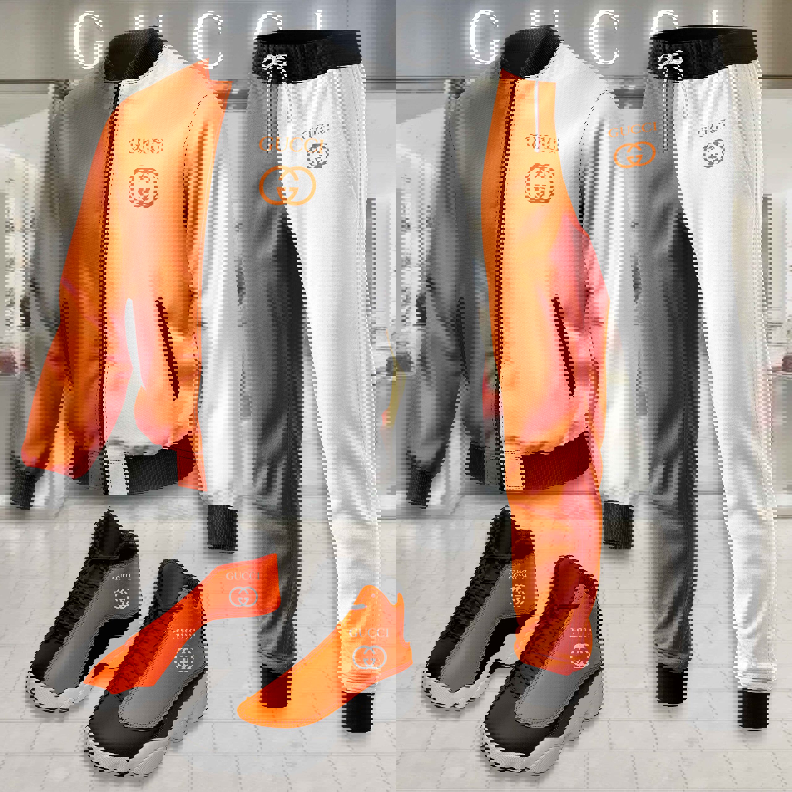 Gucci Statement Orange and White Track Set