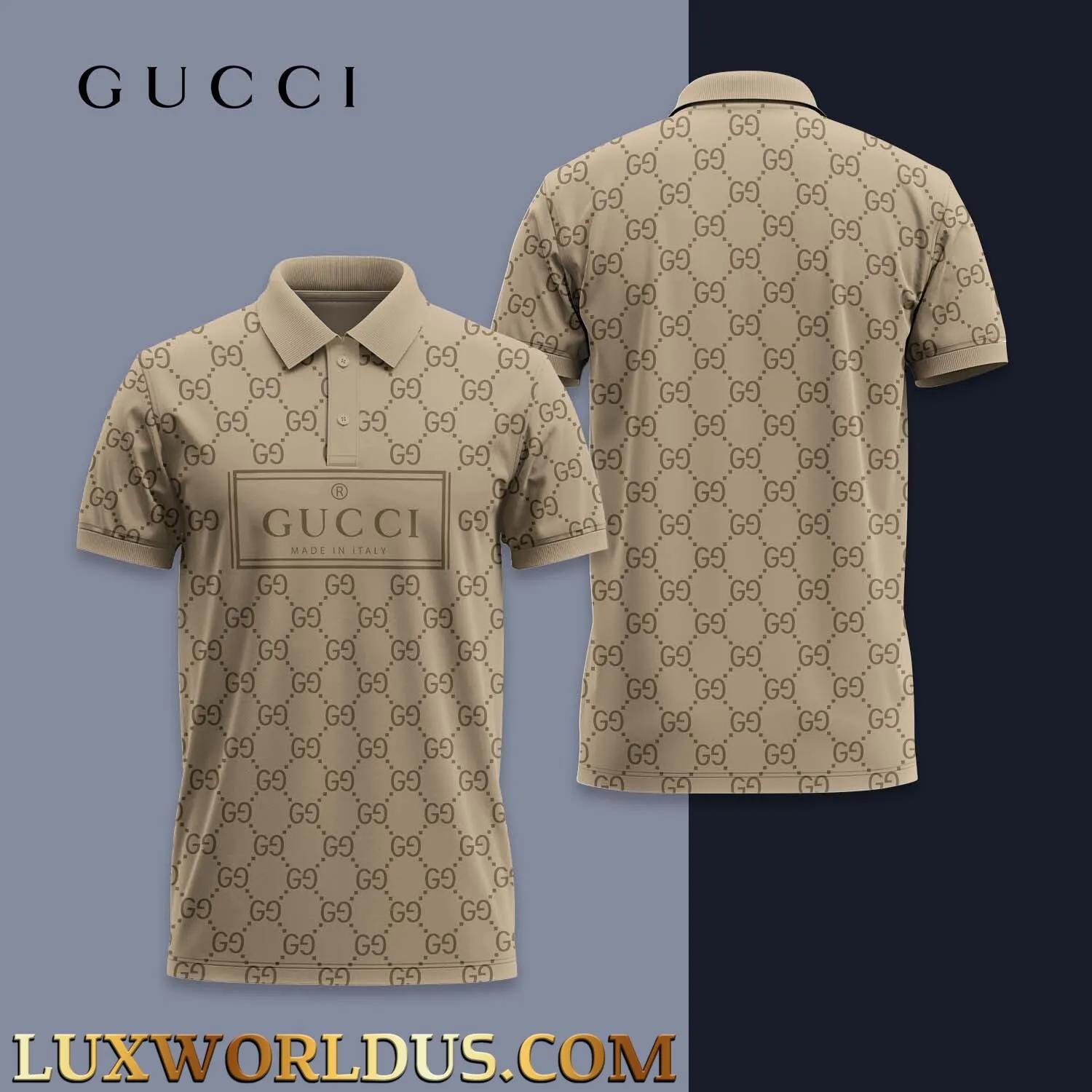 Gucci Statement Polo in Elegant Camel and Iconic GG Logo