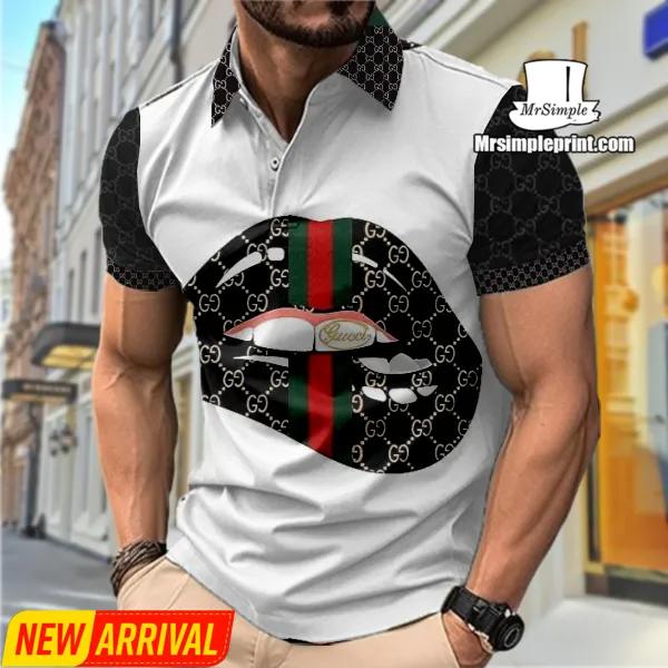 Gucci Statement Polo with Iconic Monograms and Bold Lip Print