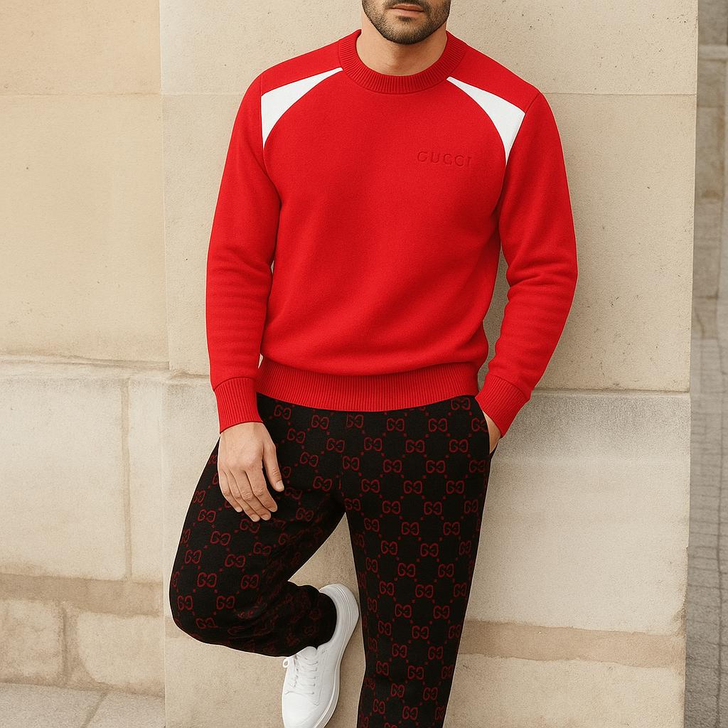Gucci Statement Red Sweater And Pants Set
