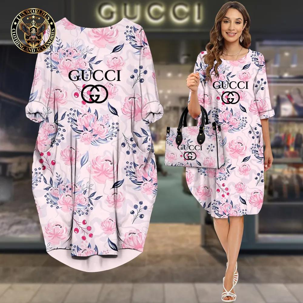 Gucci Statement Sleeve Pocket Dress in Bold Floral Print