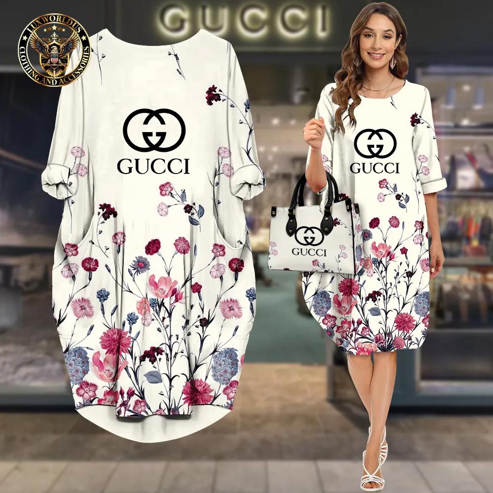 Gucci Statement Sleeve Pocket Dress in Bold Floral Print