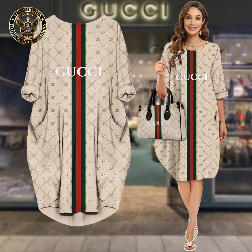 Gucci Statement Sleeve Pocket Dress in Chic Vintage Print