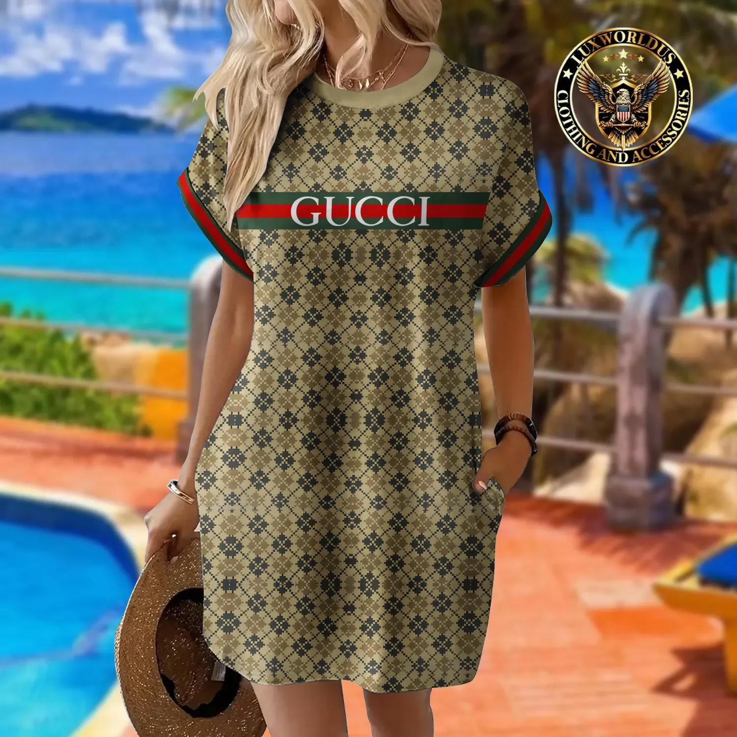 Gucci Statement Sleeve Pocket Dress in Iconic Luxury