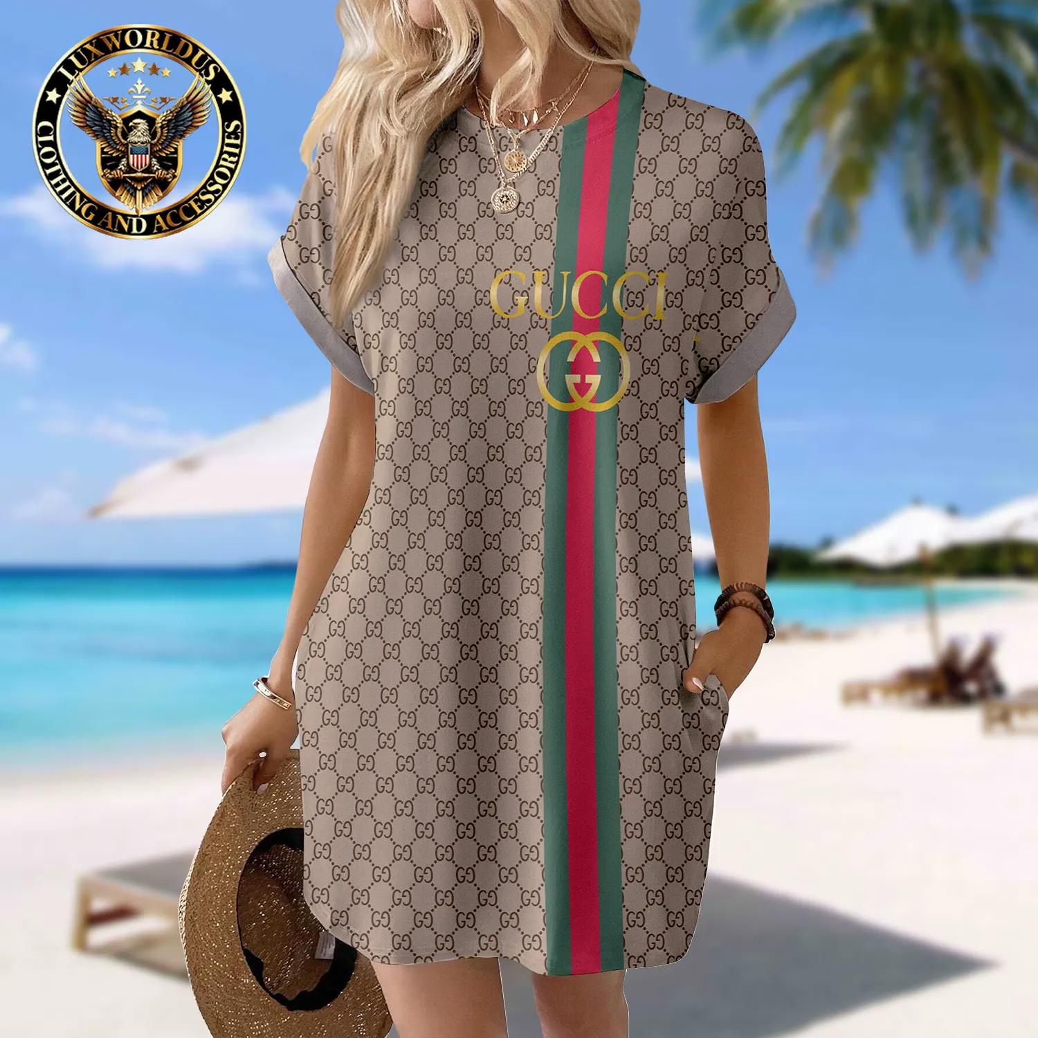Gucci Statement Sleeve Pocket Dress in Iconic Monogram