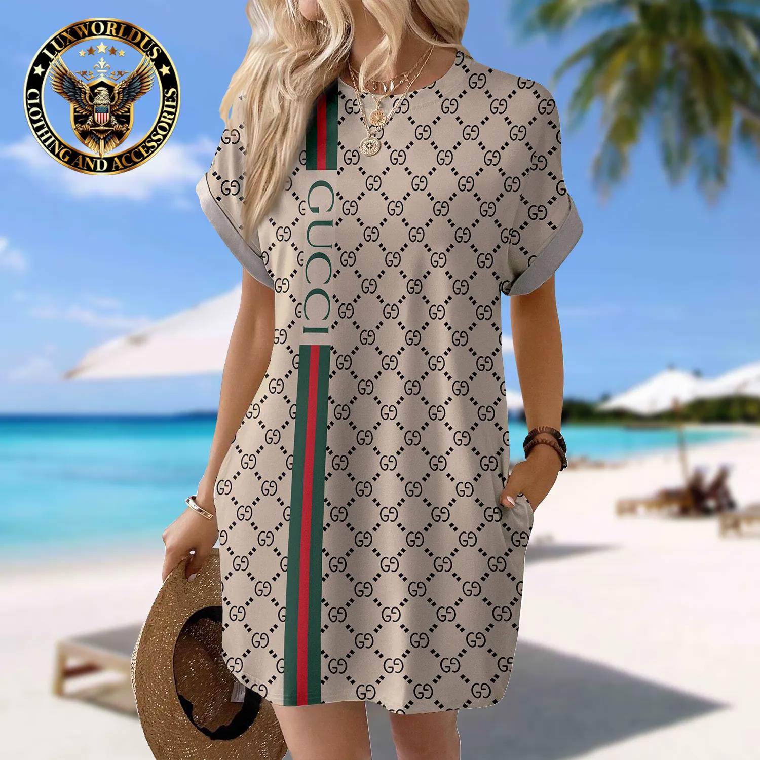 Gucci Statement Sleeve Pocket Dress | Luxury Monogram Print and Chic Style
