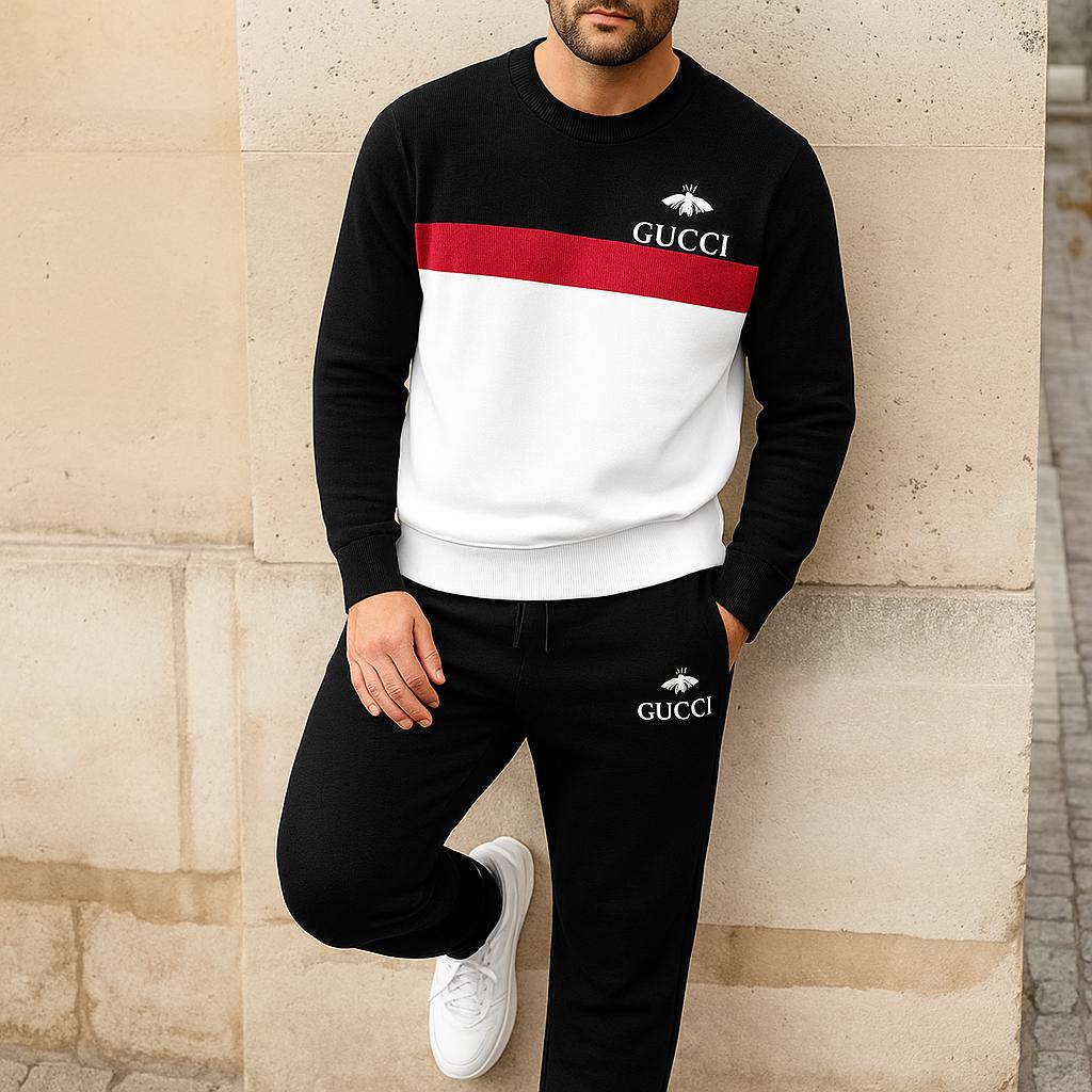 Gucci Statement Sweater And Pants Set Black and Red