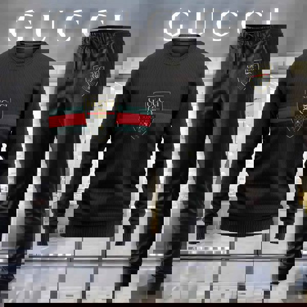 Gucci Statement Sweater And Pants Set in Black with Red and Green Stripe