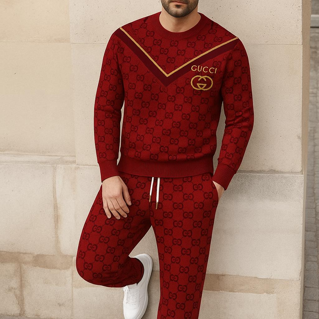 Gucci Statement Sweater And Pants Set in Rich Burgundy