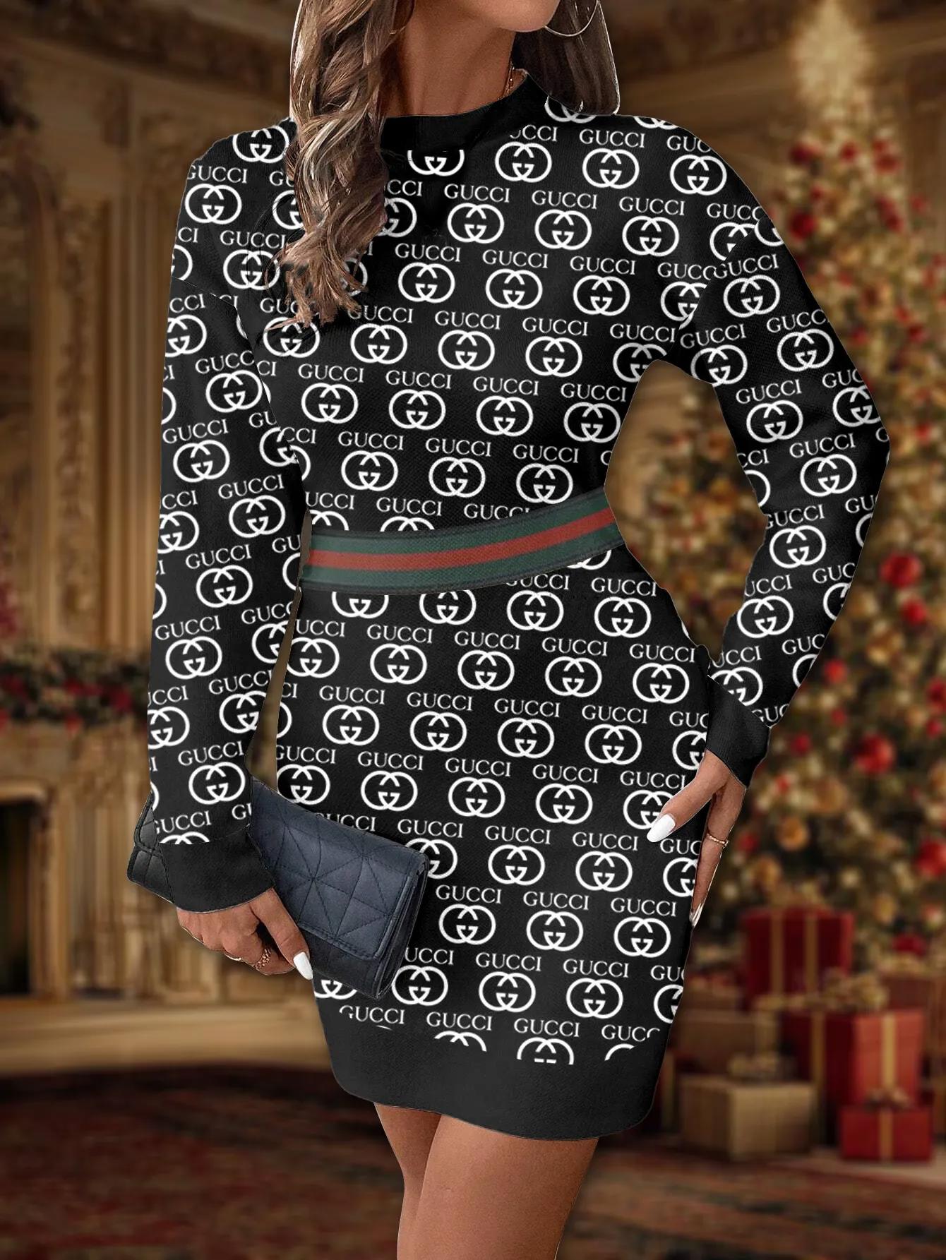 Gucci Statement Sweater Dress | Black & White Iconic Print