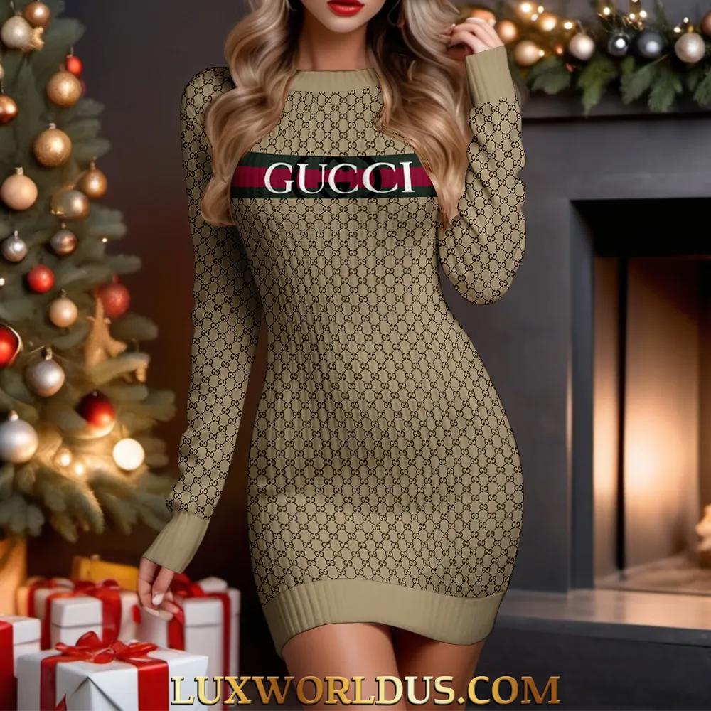 Gucci Statement Sweater Dress in Luxe Gold
