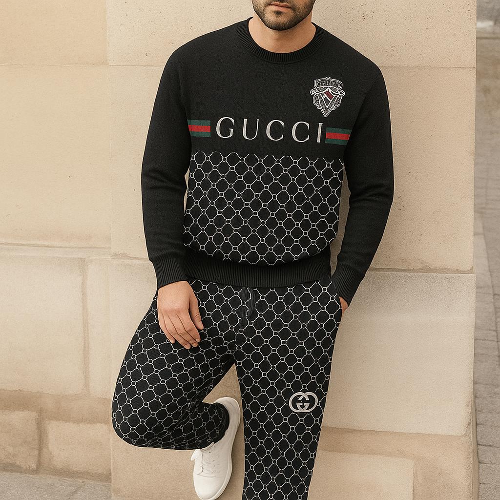 Gucci Statement Sweater & Pants Set - Chic Black Texture