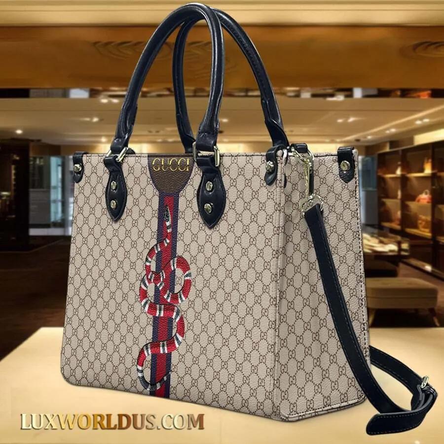 GUCCI Statement Tote Bag with Snake Charm