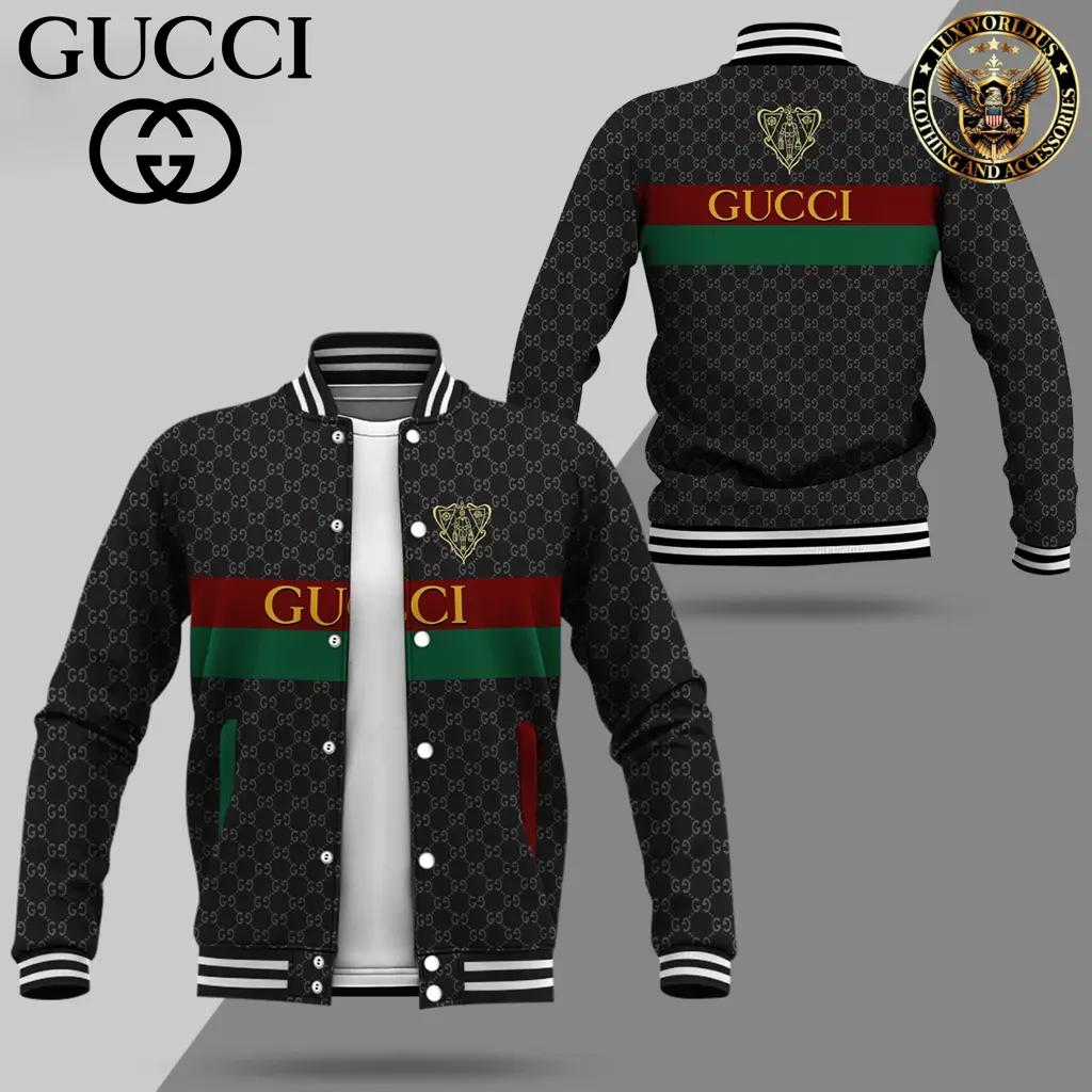 Gucci Statement Varsity Jacket in Bold Red and Green