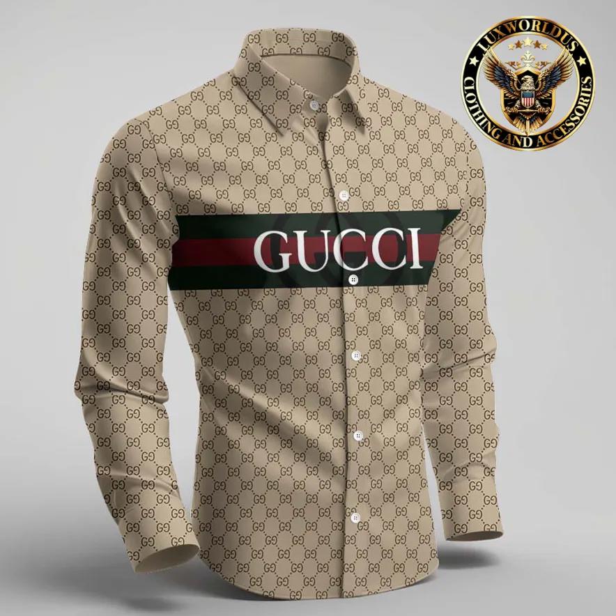 Gucci Tan Monogram Statement Shirt