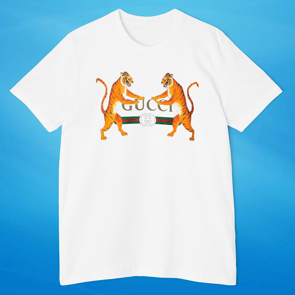 Gucci Tigers White T-Shirt 3D Modern Statement Tee