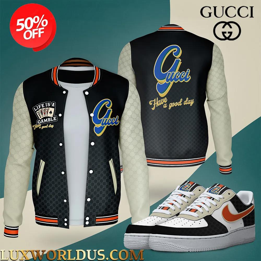 Gucci Varsity Jacket | Premium Leather & Bold Colorblock Design