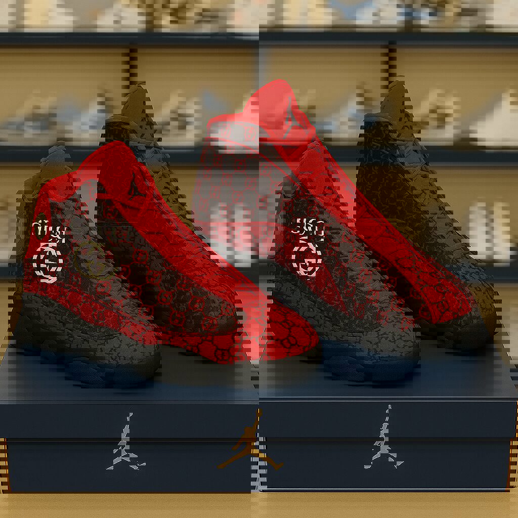 Gucci x Air Jordan 13 Red High-Top Sneaker