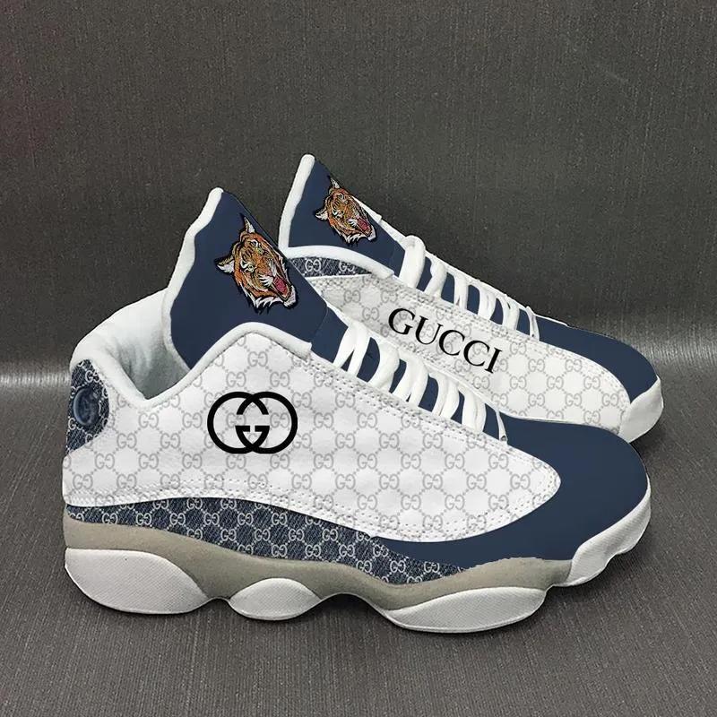 Gucci x Air Jordan 13 Sneaker | White and Navy Blue | Premium Luxe Edition