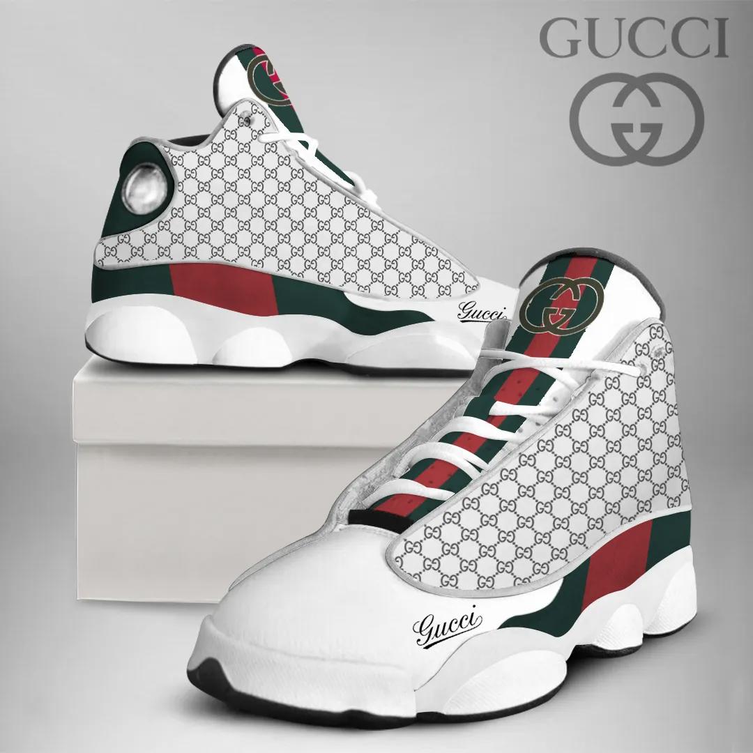 Gucci x Air Jordan 13 Sneaker – White & Green Monogram Design
