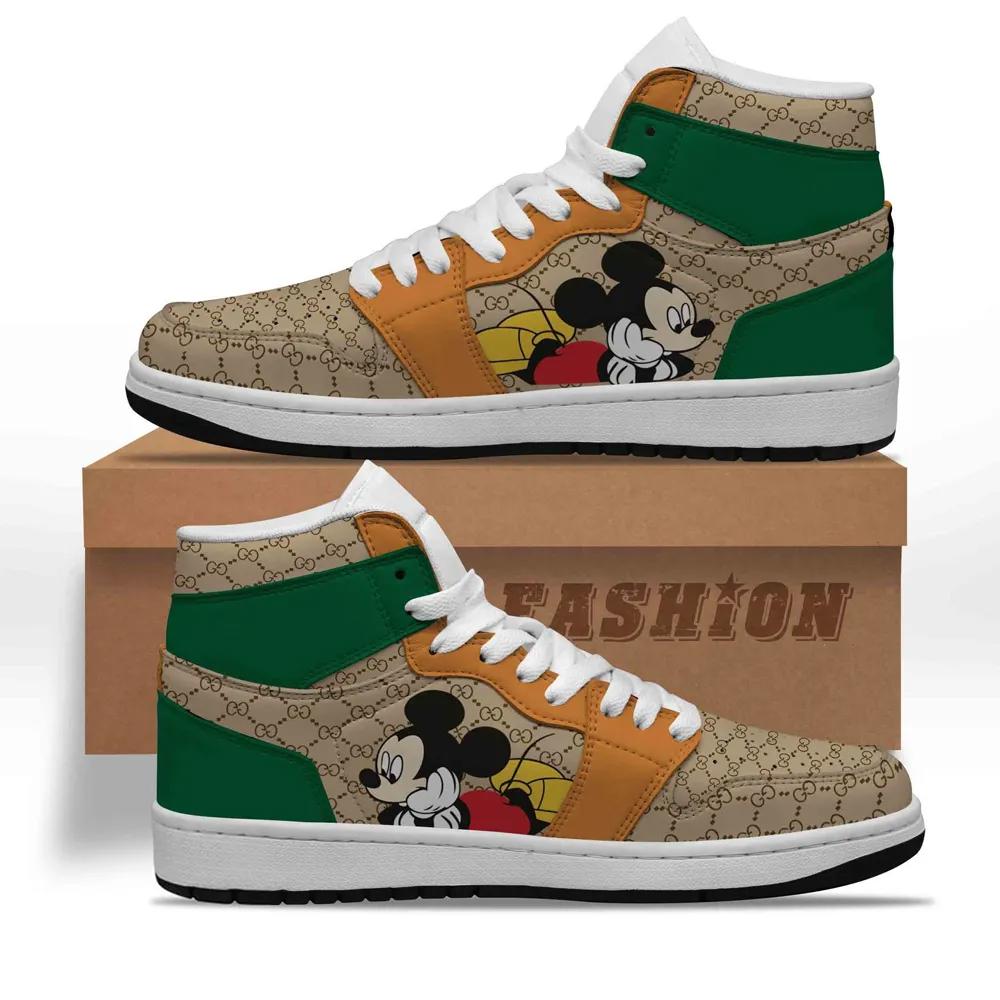 Gucci x Disney Mickey Mouse Air Jordan 1 High Top Sneakers