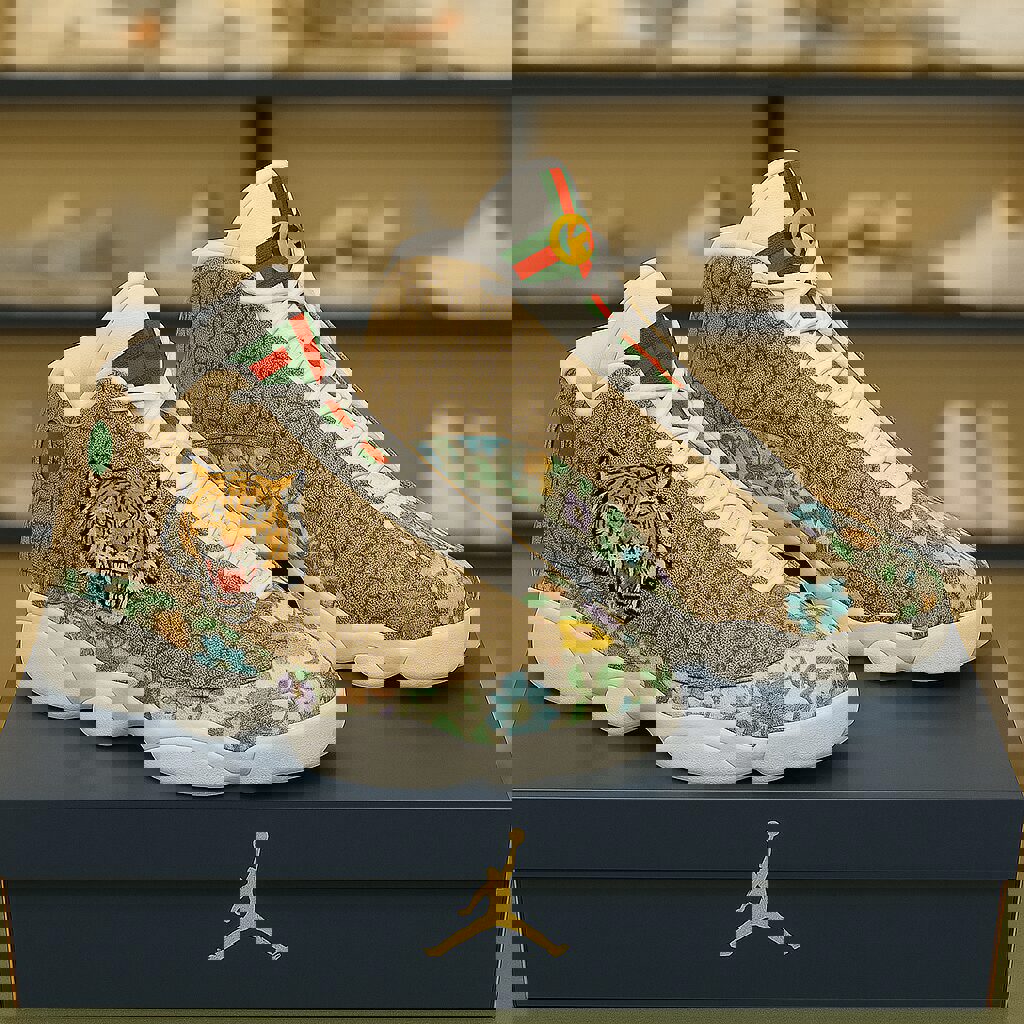 Gucci x Jordan 13 Floral Tiger Sneaker Luxury Statement Shoe
