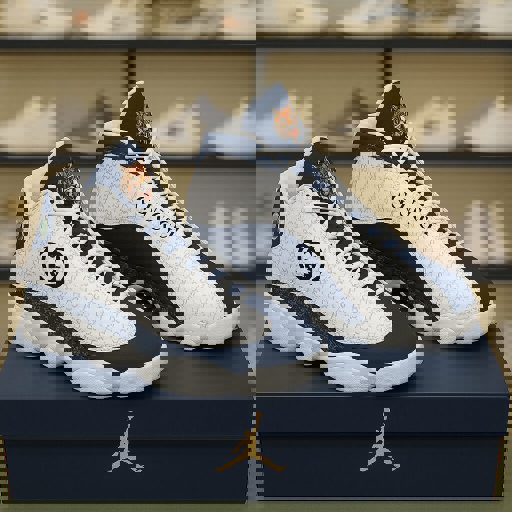 Gucci x Jordan 13 High-Top Sneaker in Navy Blue and White