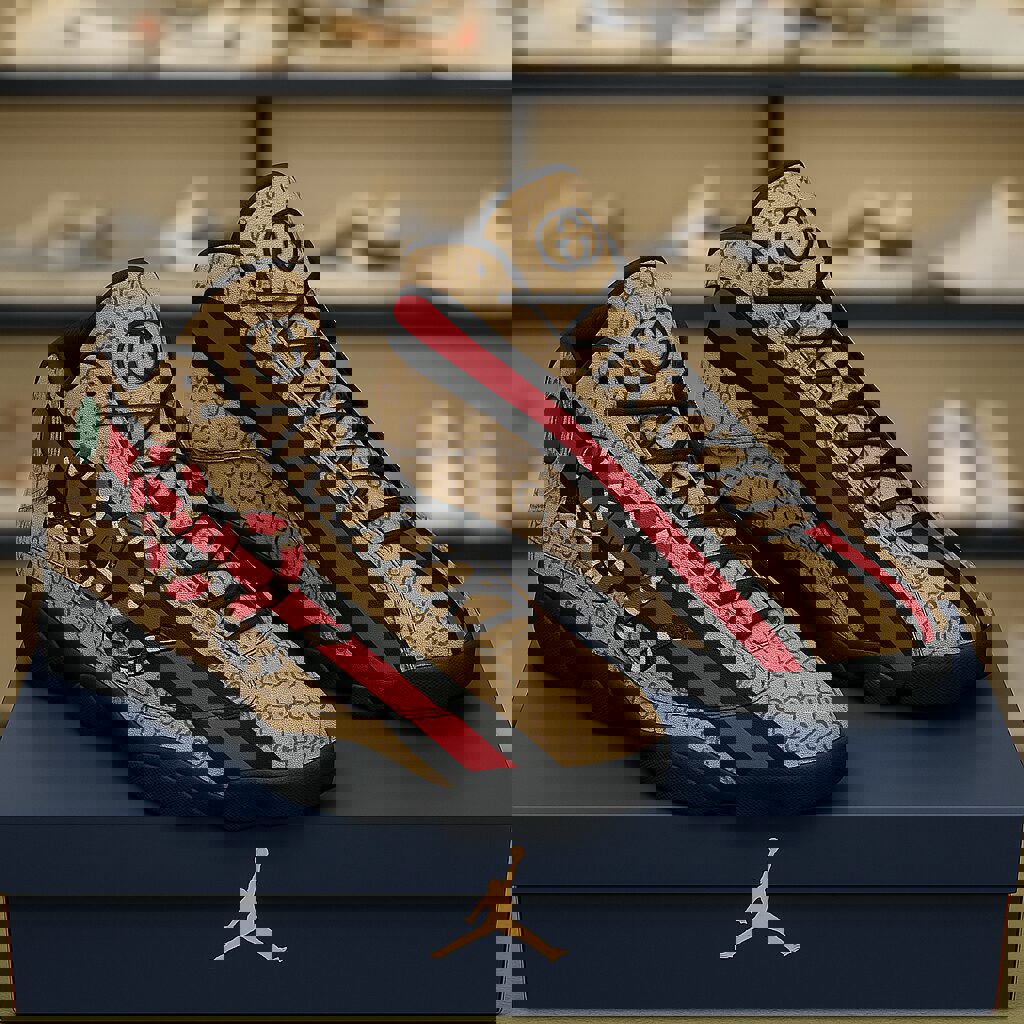 Gucci x Jordan 13 Sneaker Beige Leather High-Top Style