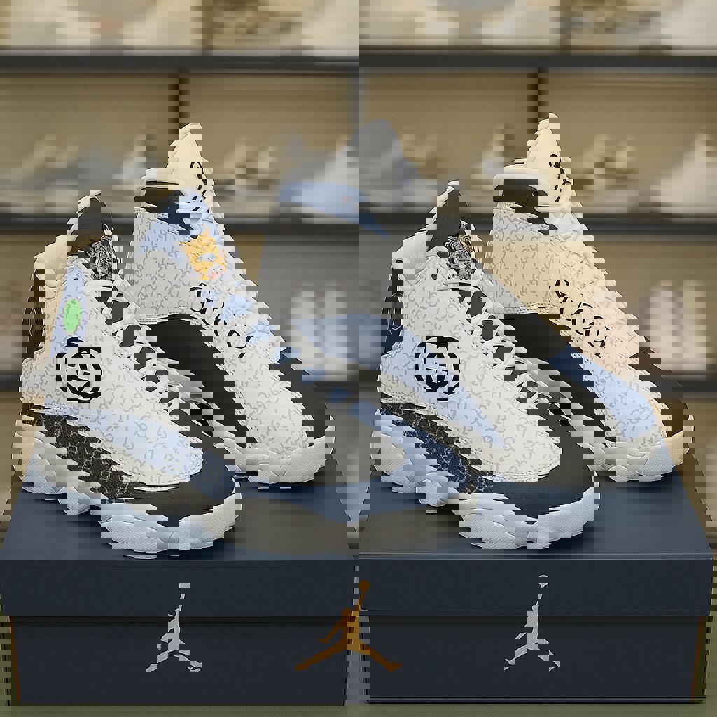 Gucci x Jordan 13 Sneaker in Luxurious Navy and White
