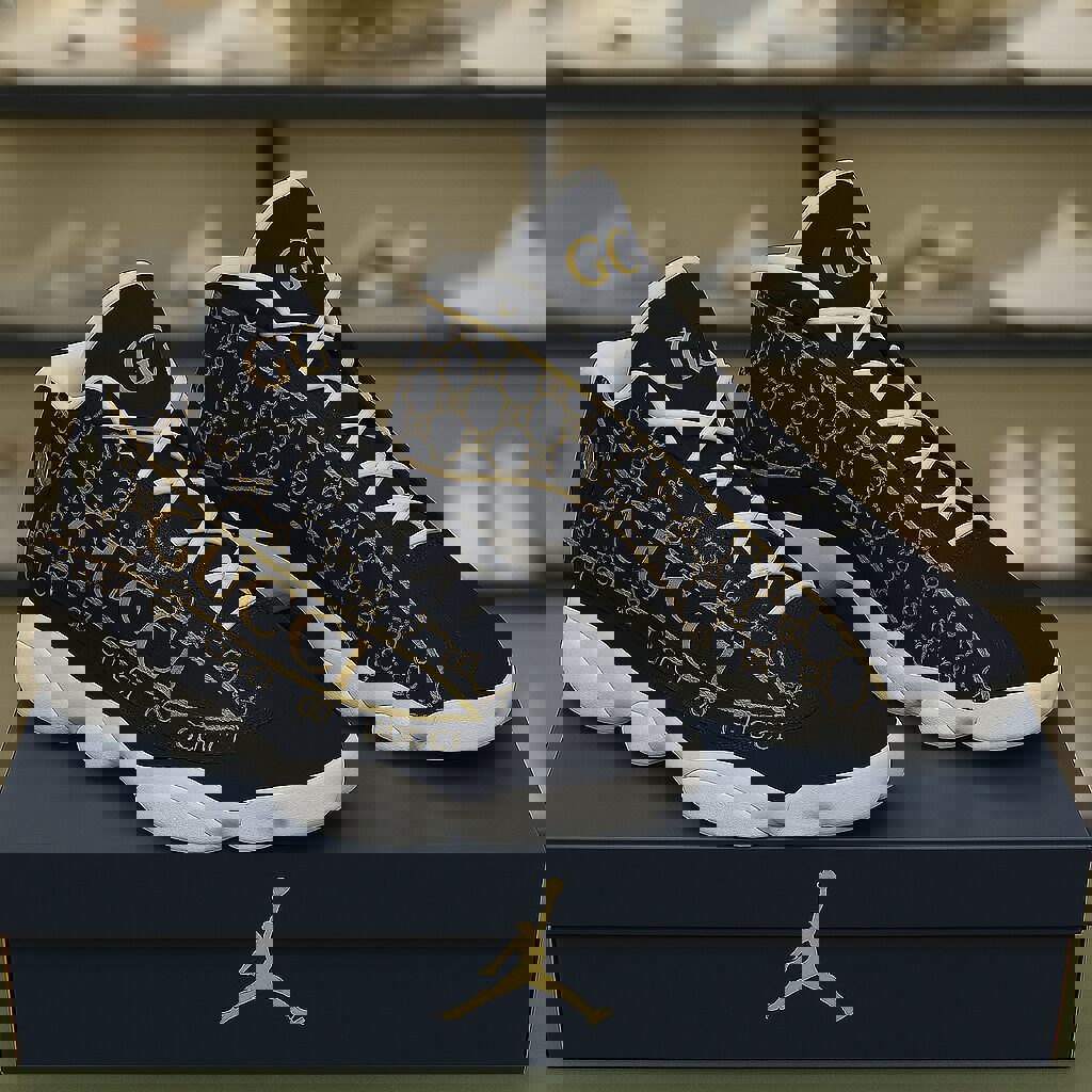 Gucci x Jordan 13 Sneaker Luxury Designer Navy Blue White Straps