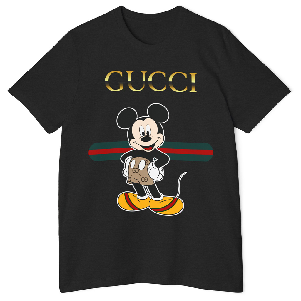 Gucci x Mickey Mouse T-Shirt 3D Statement Black and Gold Luxury Edition