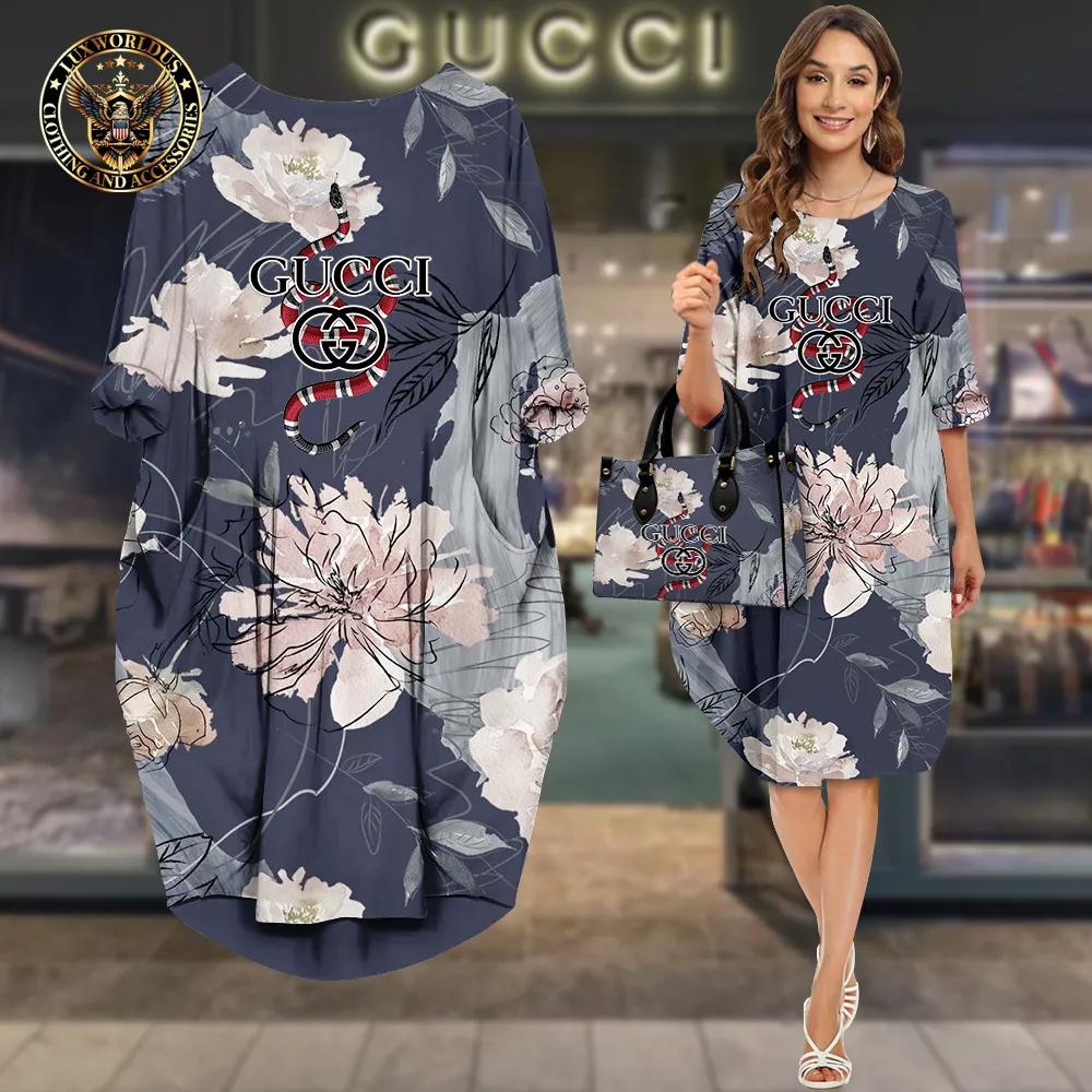 Gucci's Bold Floral Print Sleeve Pocket Dress