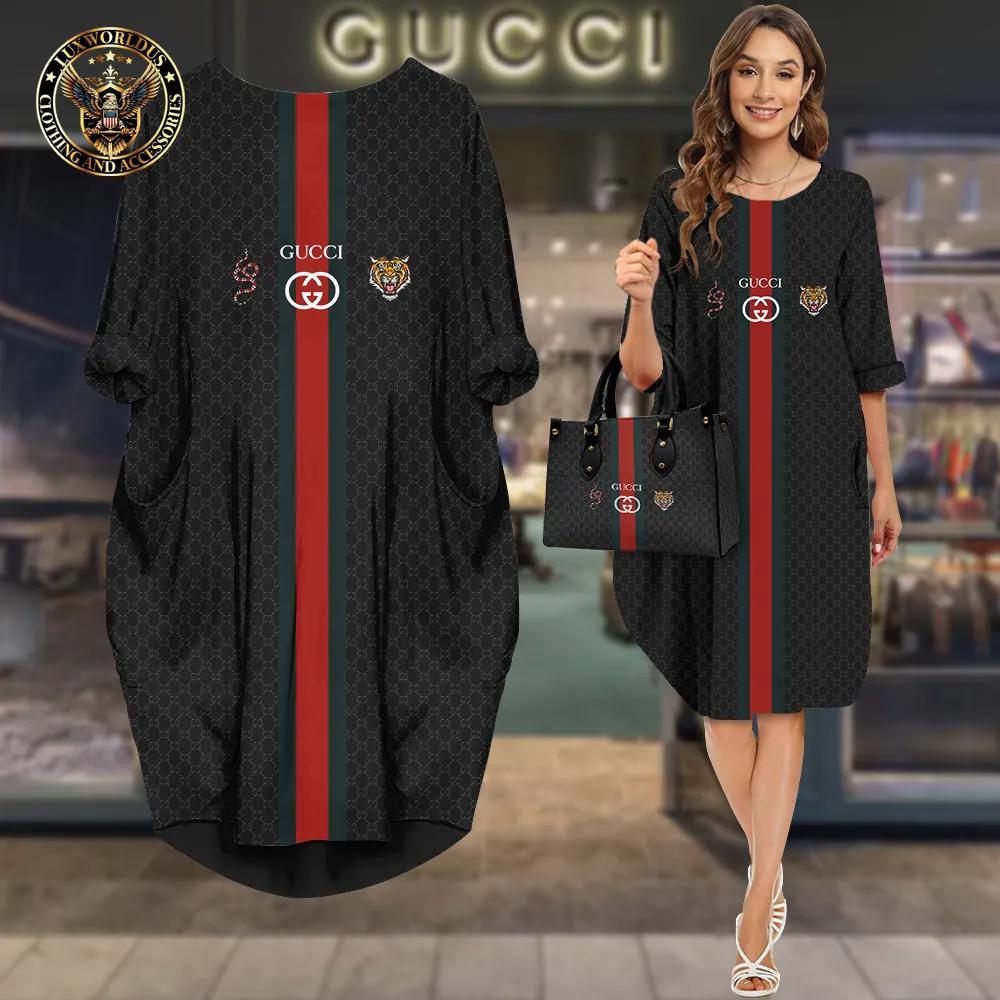 Gucci's Bold Sleeve Pocket Dress | Black and Luxe Statement Style