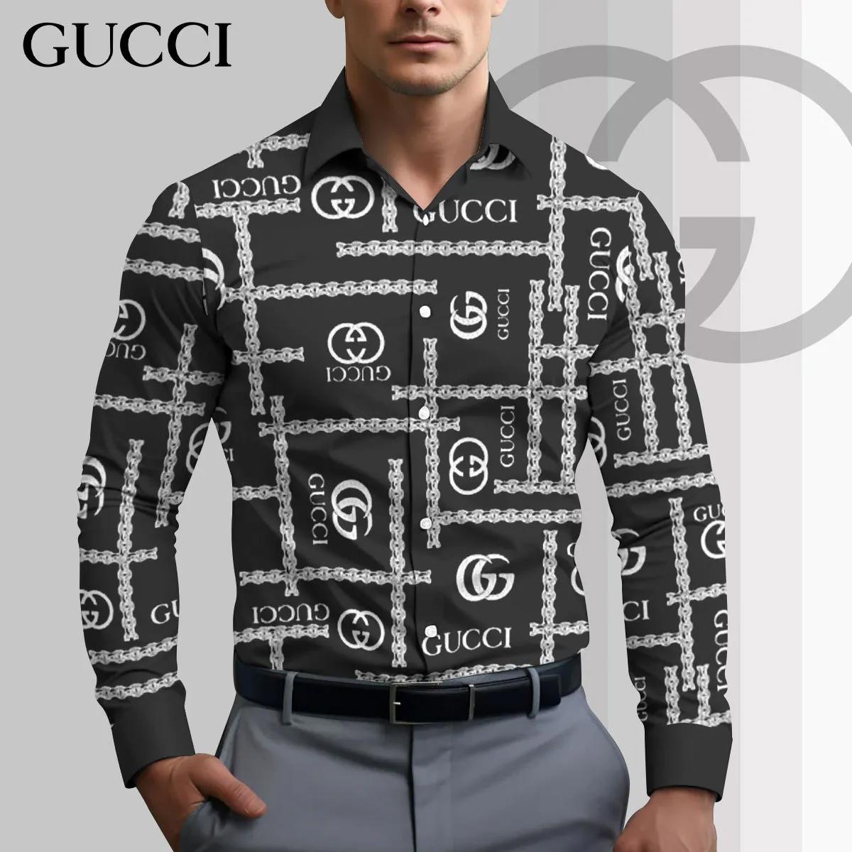 Gucci's Iconic Black and Silver Chain Patterned Shirt