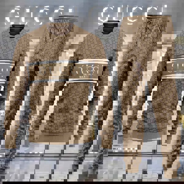 Gucci's Iconic Brown and White Sweater And Pants Set