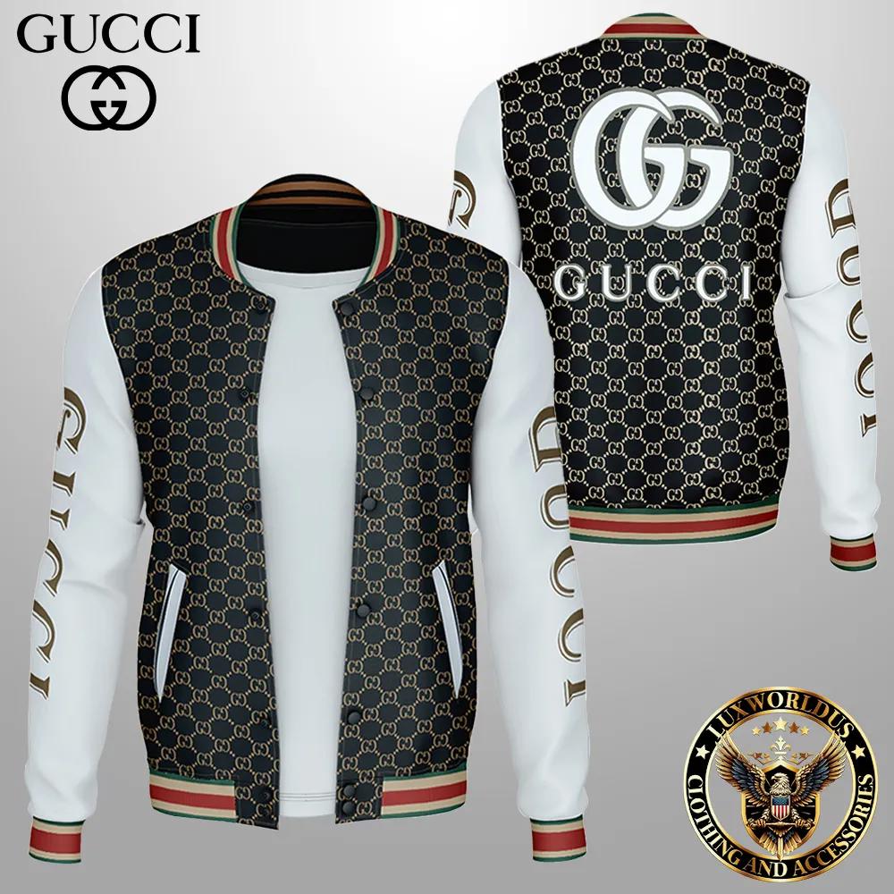 Gucci's Iconic GG Pattern Varsity Jacket in Bold Black & White