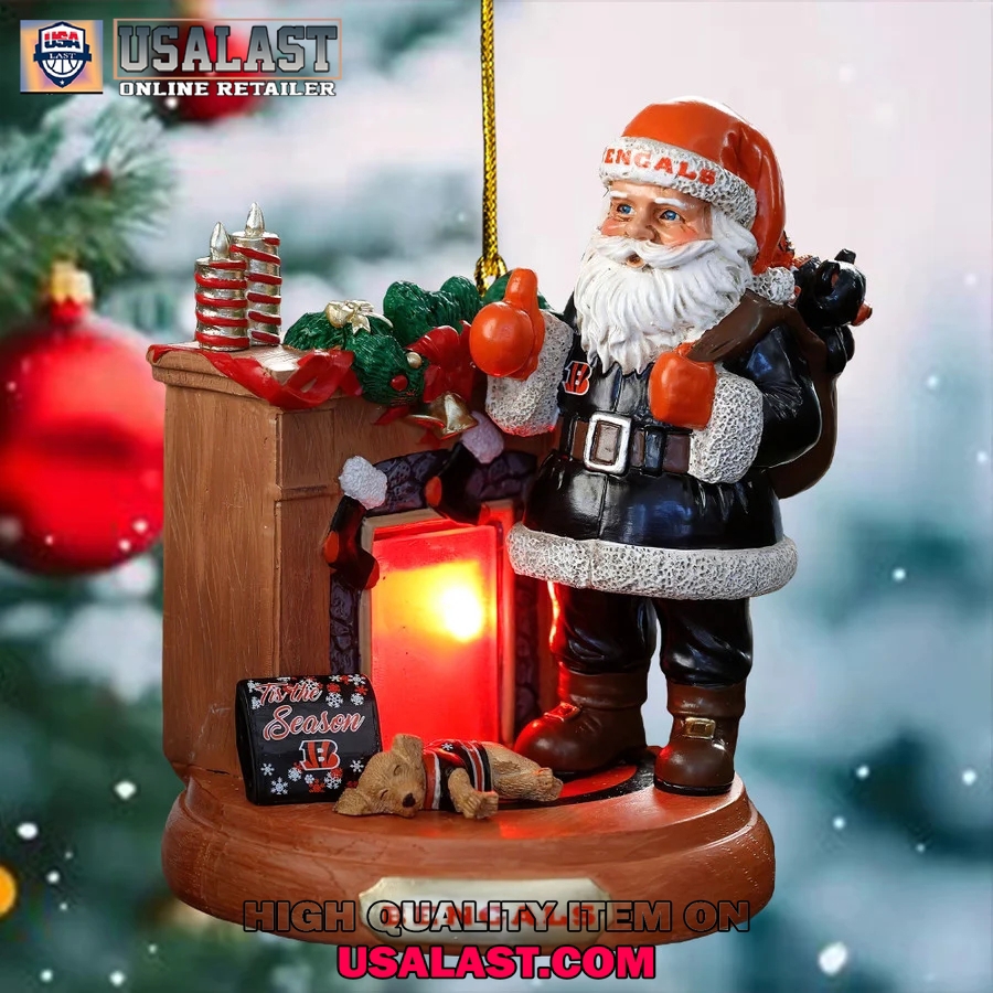 Handcrafted Santa Claus Ornament with Limited Edition Design for the Bengals Season