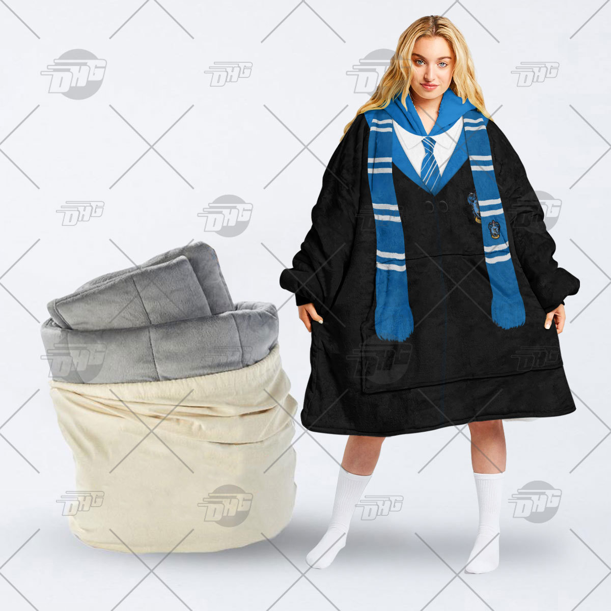 Harry Potter Ravenclaw Scarf Blanket Cloak and Cozy Throw Oodie
