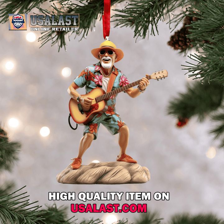 Hawaiian Vibes Ornament with Guitar and Sunglasses