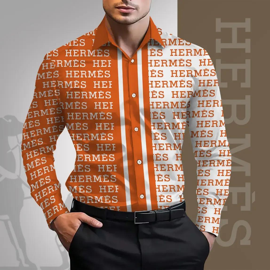 Hermes Bold Orange Striped Long Sleeves Shirt