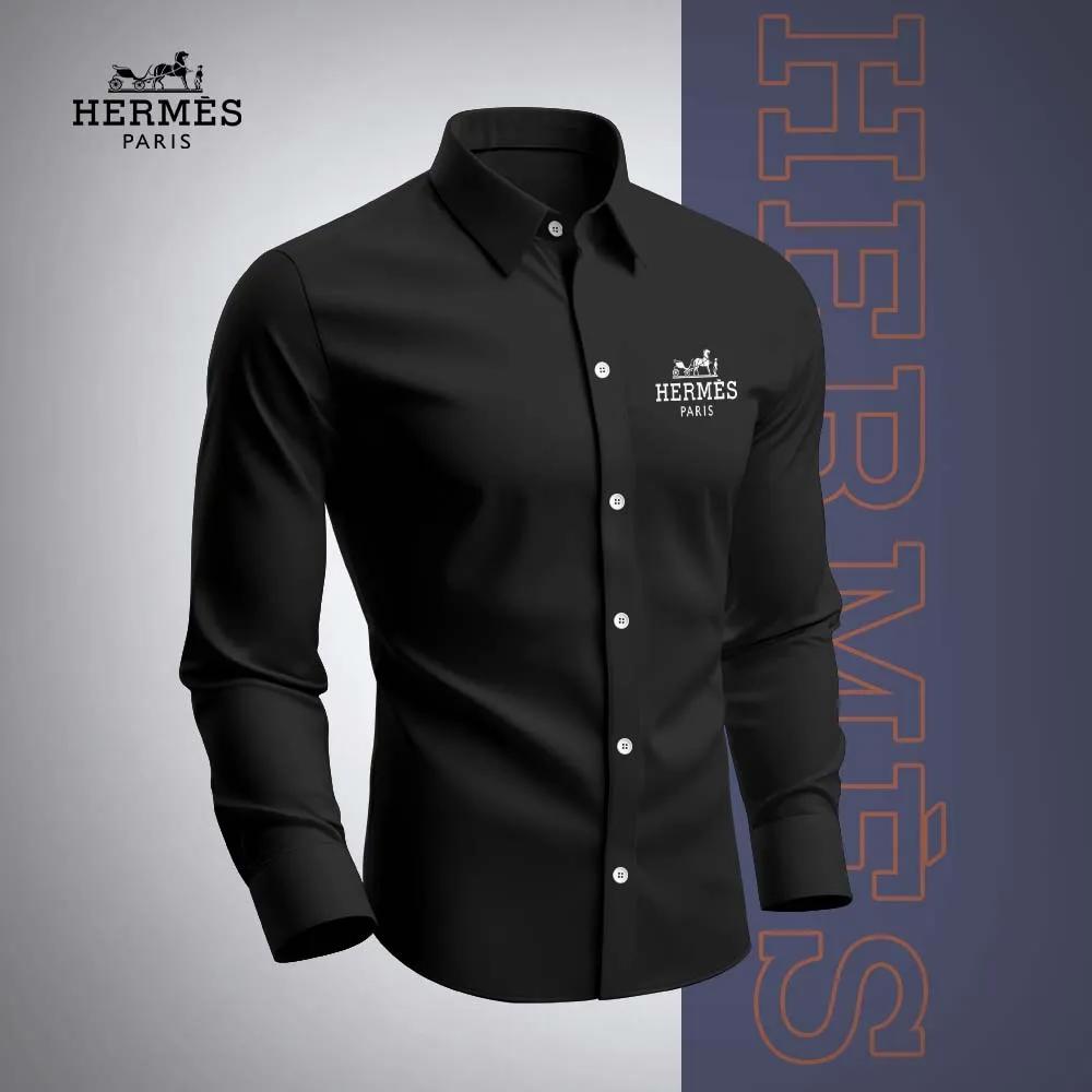 Hermès Iconic Black Long Sleeves Shirt with Classic Logo Detail