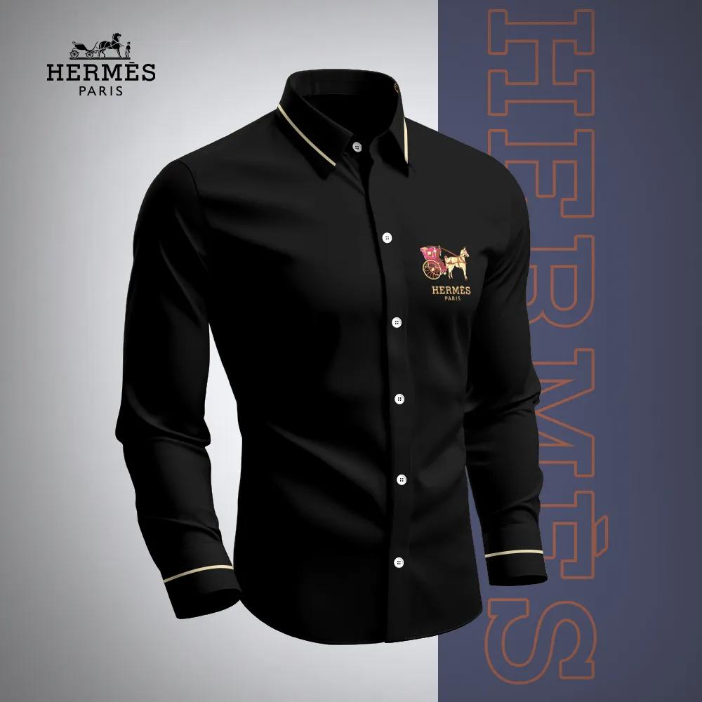 Hermes Iconic Black Silk Long Sleeves Shirt