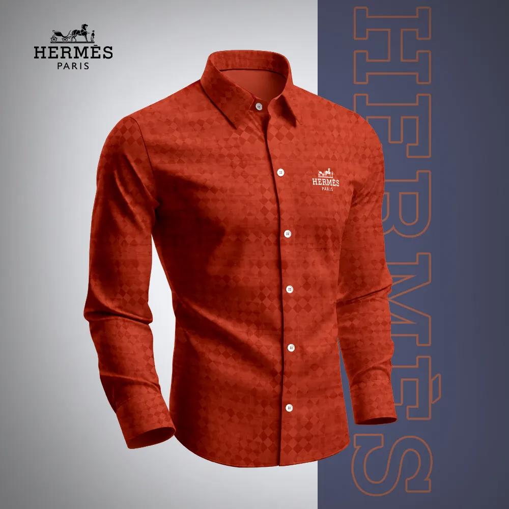 Hermes Iconic Diamond Pattern Long Sleeves Shirt
