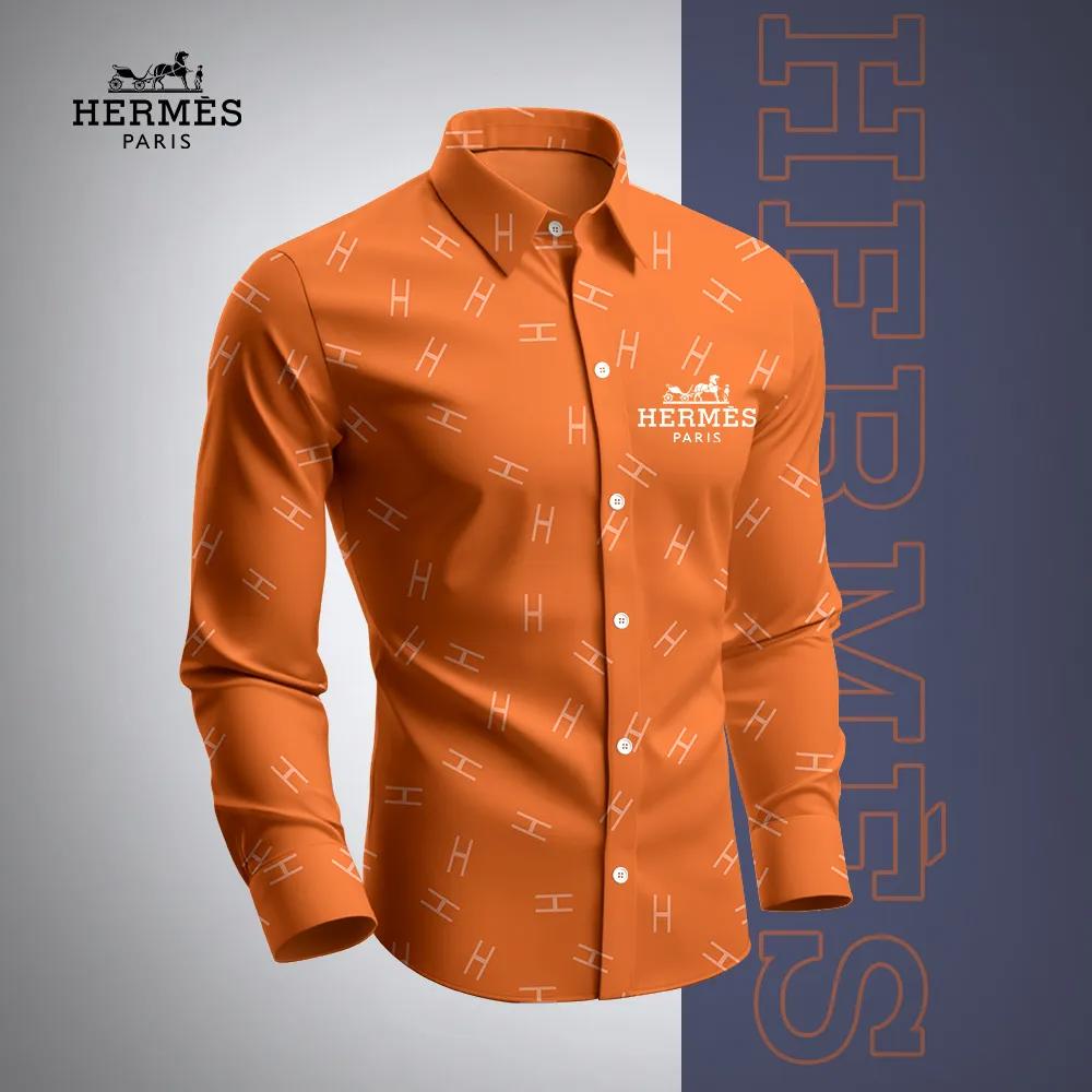 Hermes Iconic Orange Statement Long Sleeves Shirt