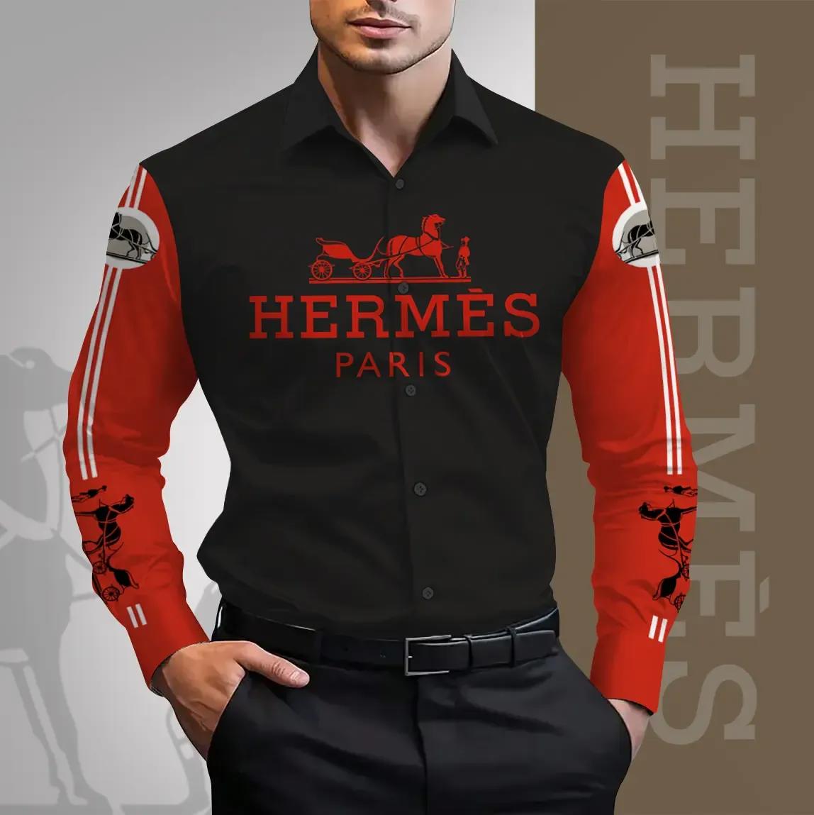 Hermès Iconic Red and Black Long Sleeves Shirt